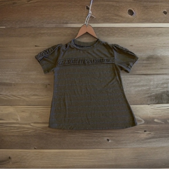 Unbranded Top T-Shirt Neck Short Sleeve Top Green Check Measurements For Size - Picture 4 of 16